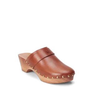 Studded Burnished Leather Clog