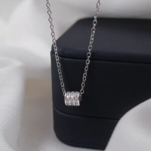 Minimalist Silver Cylinder Pendant Necklace